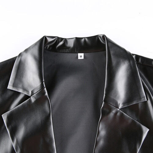 Women's Black PU Leather Jacket - Size M, Polyester, Everyday Wear 2
