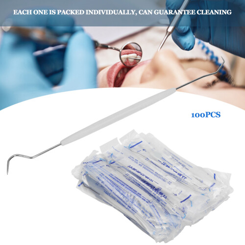 Dental Explorer Set 100pcs Disposable Double Ends Probe Hook Pick Tool 2