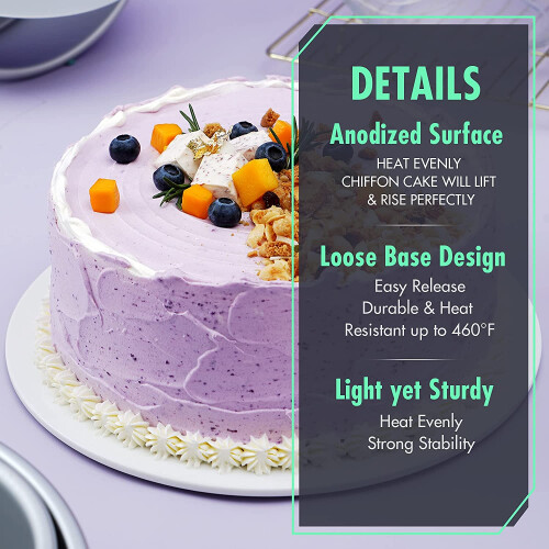 Στρογγυλό ταψί κέικ αλουμινίου, ομοιόμορφη θέρμανση, μη αντιδραστικό ανοδιωμένο 2