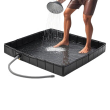 Outdoor Shower Tray, Shower Tray for Motorhome with Drainage Hole | Portable Tray for Sauna Bathing Pets Garden Beach Terrace Camping Floor Decorative