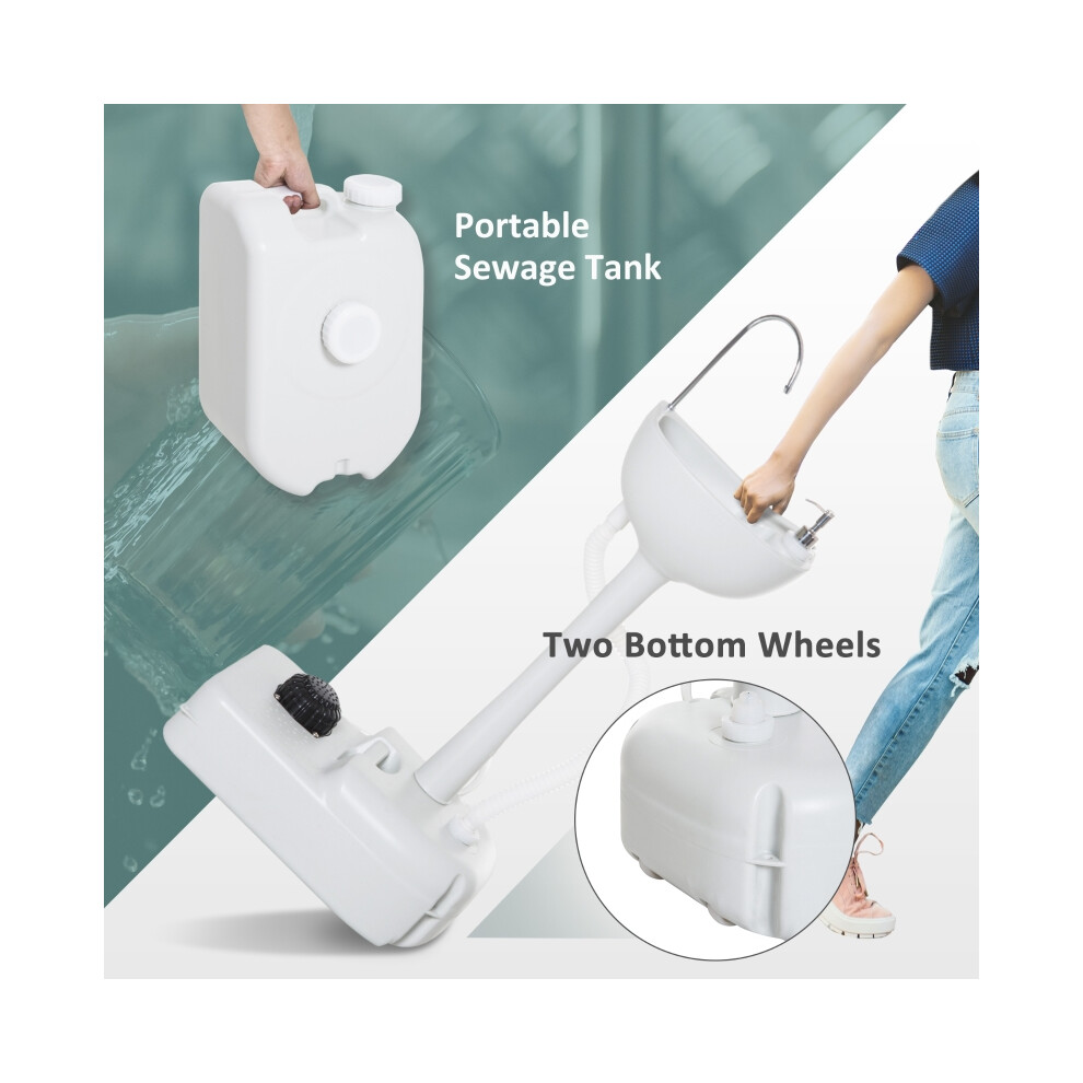 Portable Camping Hand Wash Sink with Foot Pump Water Dispenser Wastewater Tank Rolling Wheels for Picnics-image-OPC-PMYY9BC-NEW