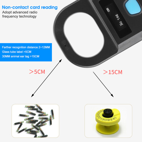 Handheld Pet Tag Reader Portable Animal Chip Scanner with OLED Display Black 2