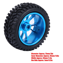 75mm RC-Alufelgen Rally, blaue Reifen für WL 1/18 A959 A979 A969