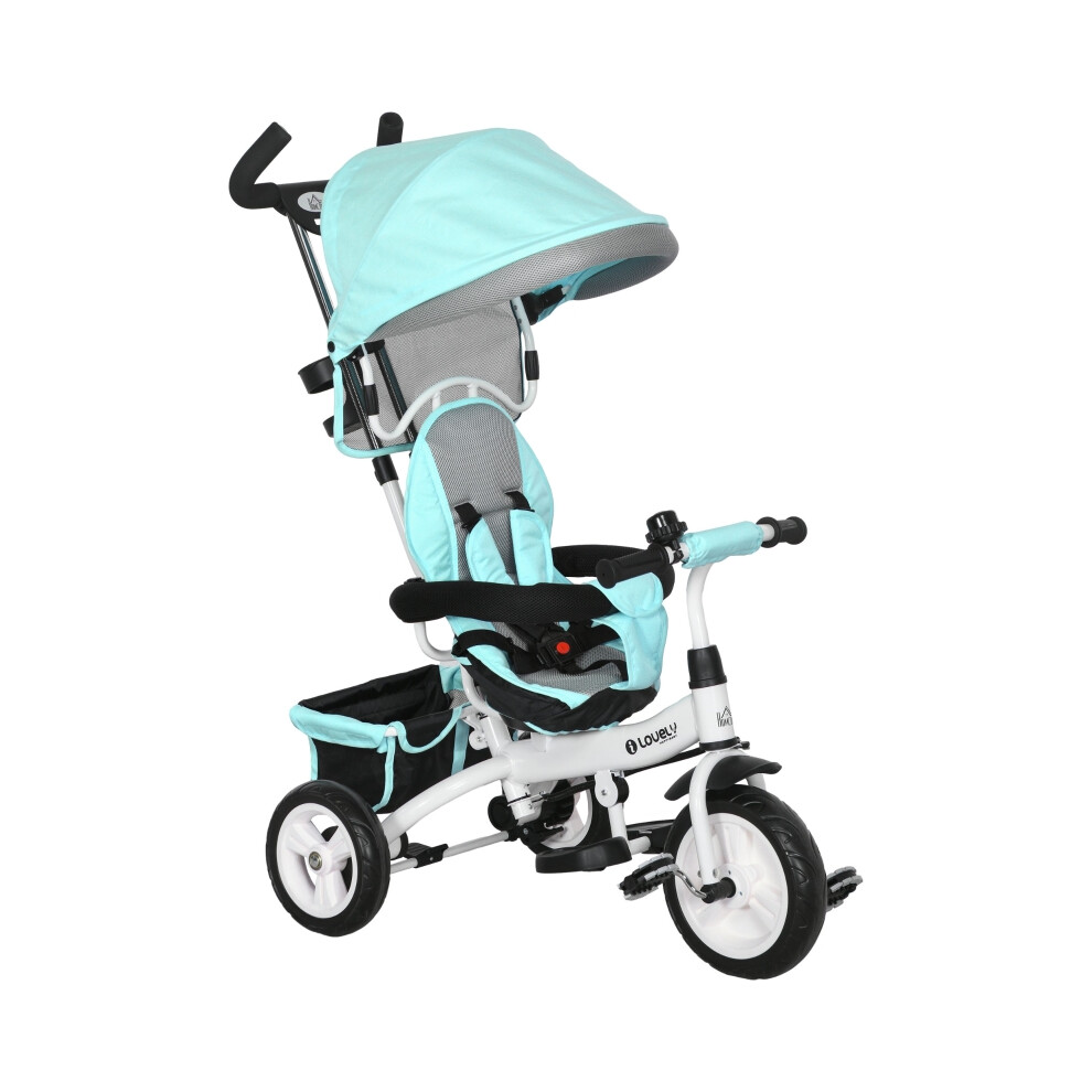 Kids 6 in 1 Trike with Canopy Push Handle Safety Belt Footrest Brake Storage for Children 1-5 Years Green-image-OPC-PMYYC7J-NEW