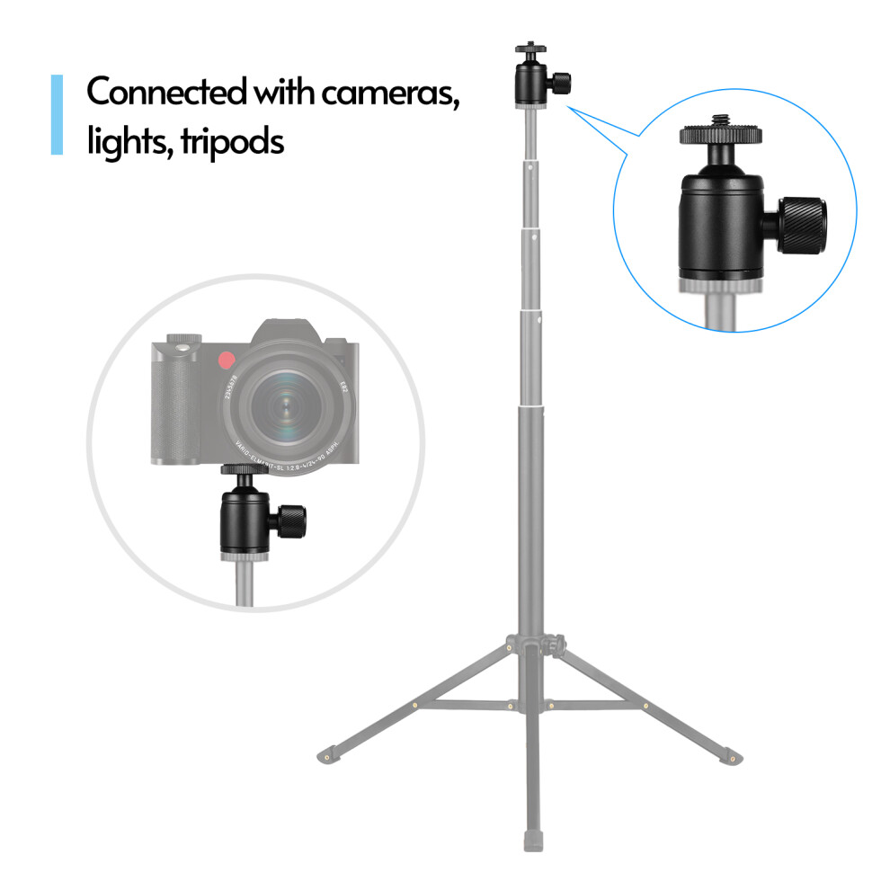 Compact Aluminum Alloy Ball Head Adapter For Tripod Black 8351361283635