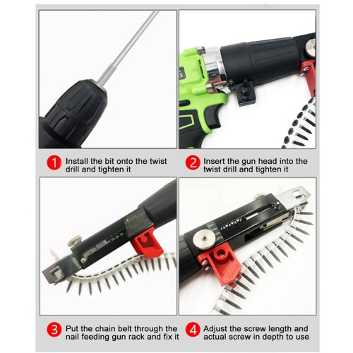 Automatic Chain Nail Gun Drill Adapter for Woodworking & Screw Projects UK 2