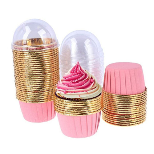 Φόρμα ψησίματος για μάφιν για cupcakes έτοιμα για φούρνο, χαρτί αλουμινίου μιας 2
