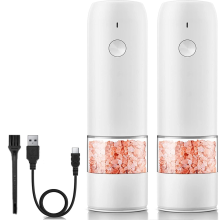 Moedor de pimenta automático, conjunto de moedor elétrico de sal e pimenta com operação com uma só mão, base removível para maior higiene,