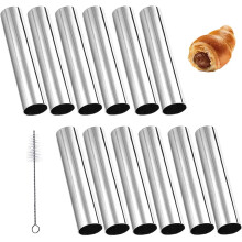 Cannoli-vormpjes van roestvrij staal, gebruiksvriendelijk, duurzaam en gemakkelijk schoon te maken, ideaal voor het maken van heerlijke desserts.