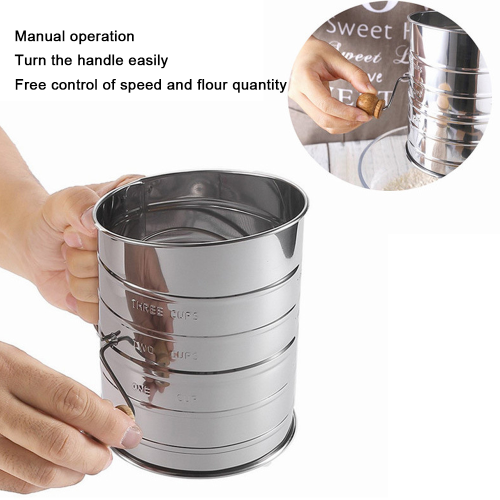 Κοσκινιστής αλευριού λεπτού πλέγματος Kitchen Essential με περιστροφικό χειροκίνητο 2