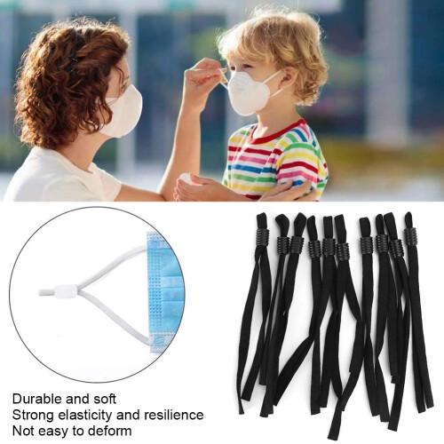 200pcs Adjustable Elastic Bands PVC Black Cylindrical Rope for Sewing 2