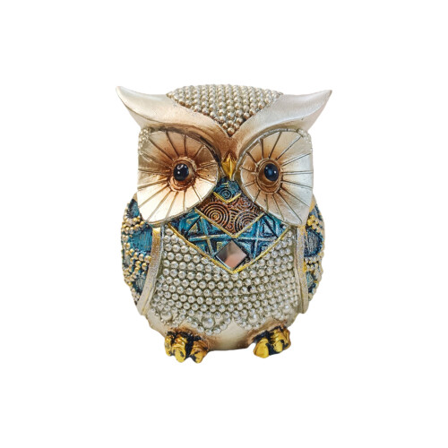 Figurine de hibou, décoration de maison, Sculpture-Argent