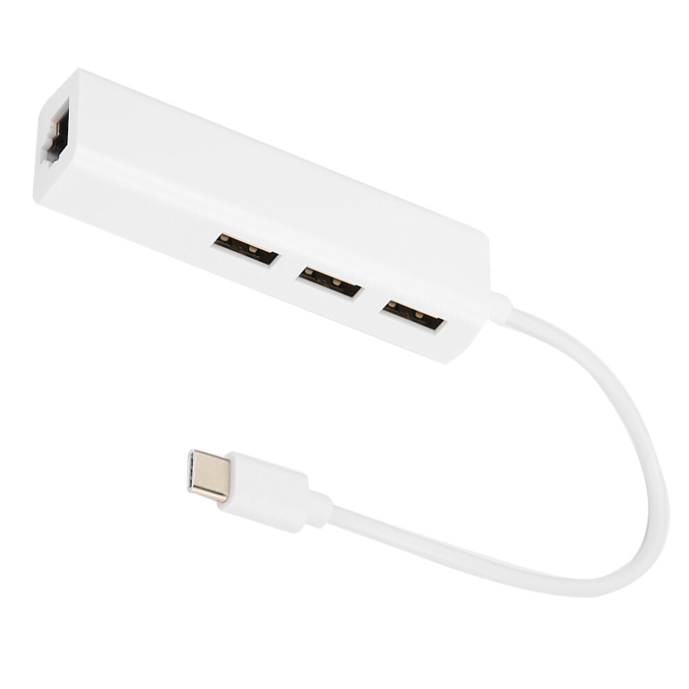 3-Port Usb 2.0 Hub + 100Mbps Ethernet Adapter, Type-C, White 9481361292067