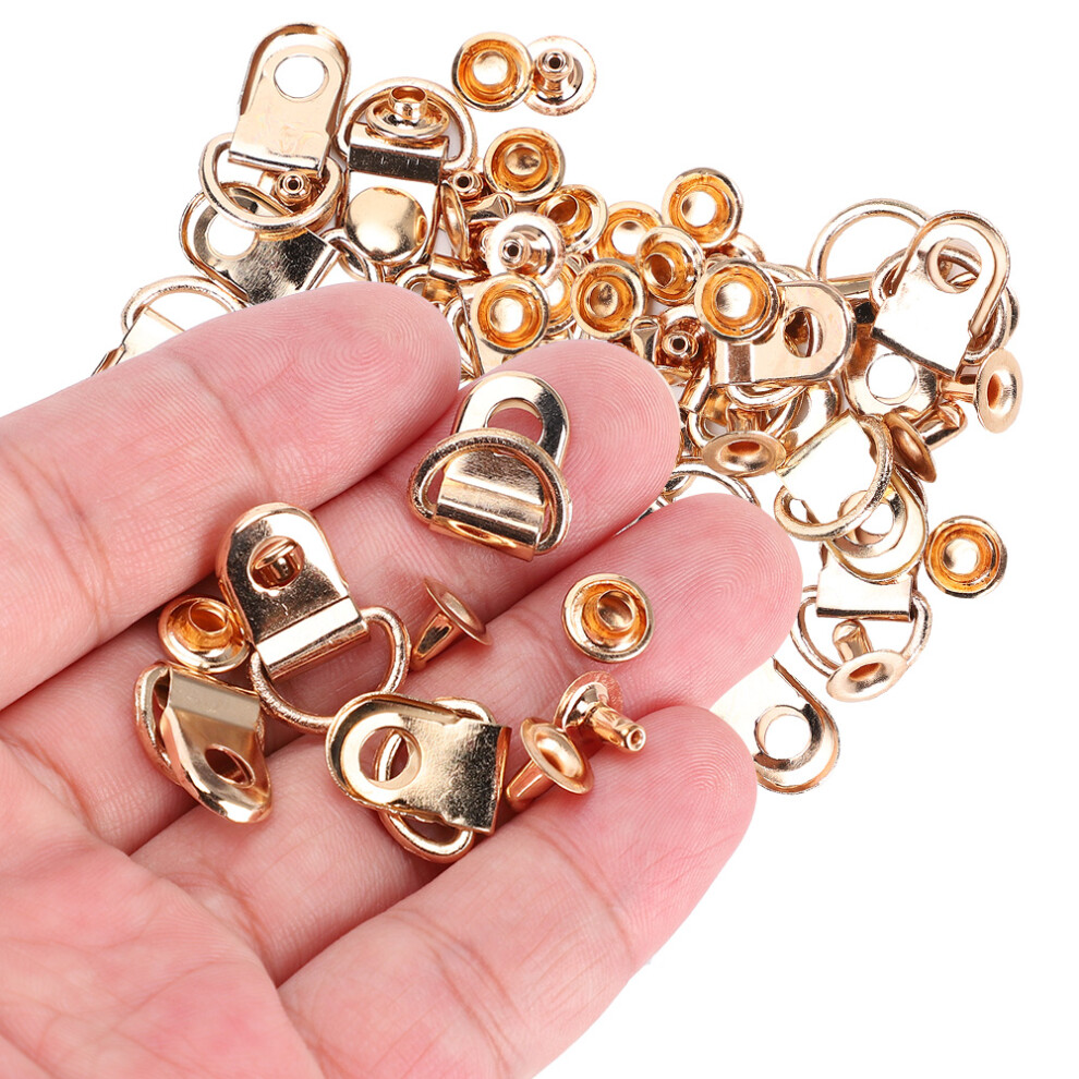 100 Set Brass Shoelace Hook D-Ring Eyelet Buckle Gold 9X14mm For Diy 7601361298780