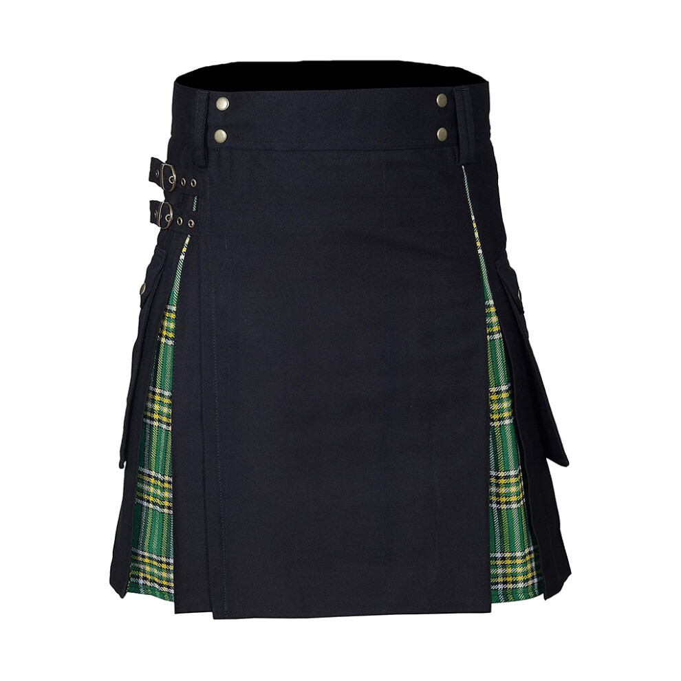 (Green plus black, 5xl) Plus Size Pleated Kilt - Designed For Scottish Men For St Patricks Day-image-OPC-PMYYWP8-NEW