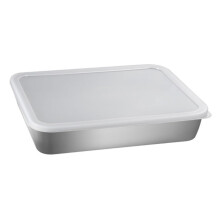 Versatile Stainless Steel Food Prep Tray Baking Pan Dividers Airtight Fridge Dish Reusable Fridge Pan Fruit Salad Oil Draining Box Oven Dish Lid