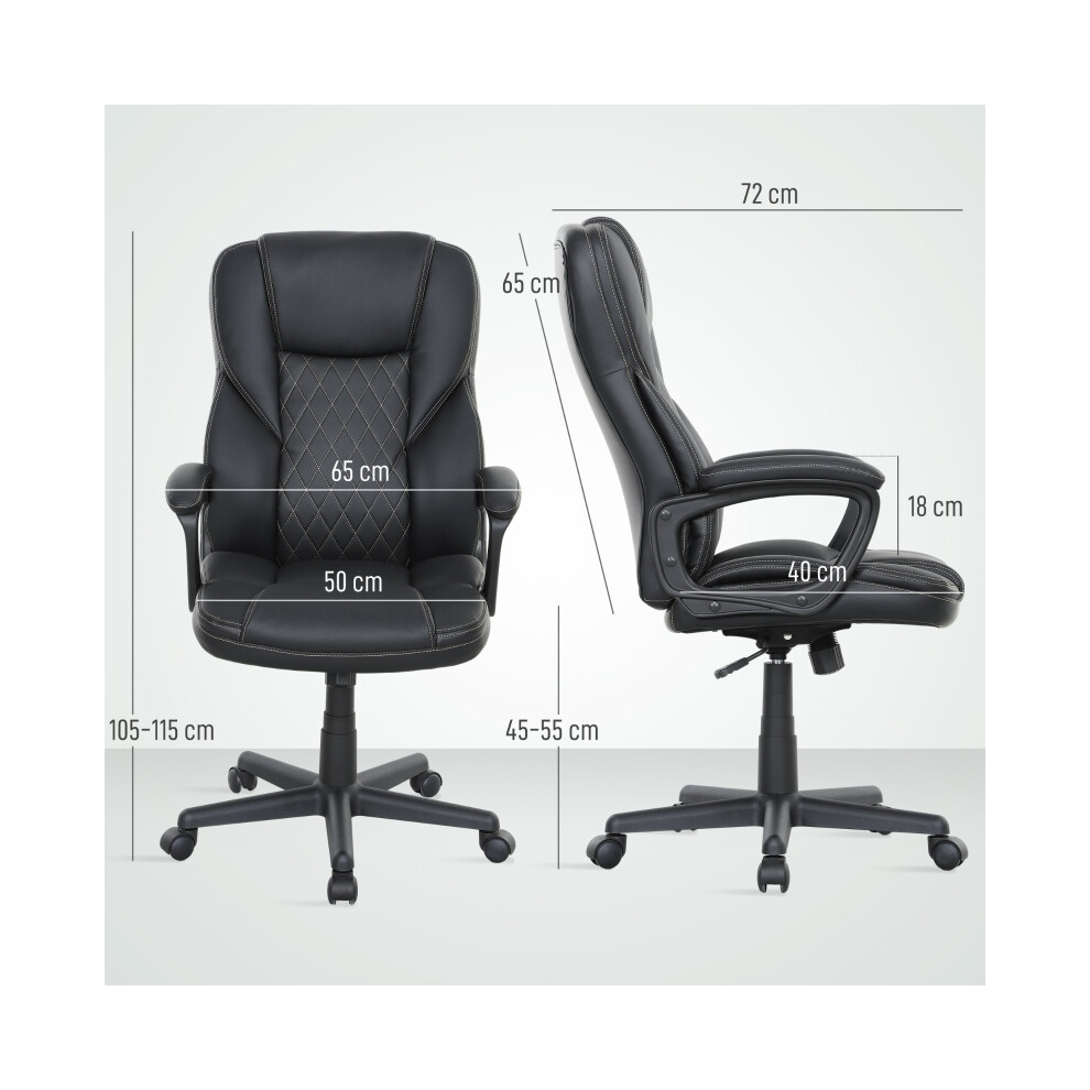 Comfortable High Back Office Chair PU Leather Swivel Desk Chair with Tilt Function Adjustable Height & Armrests Black-image-OPC-PMYZ29B-NEW