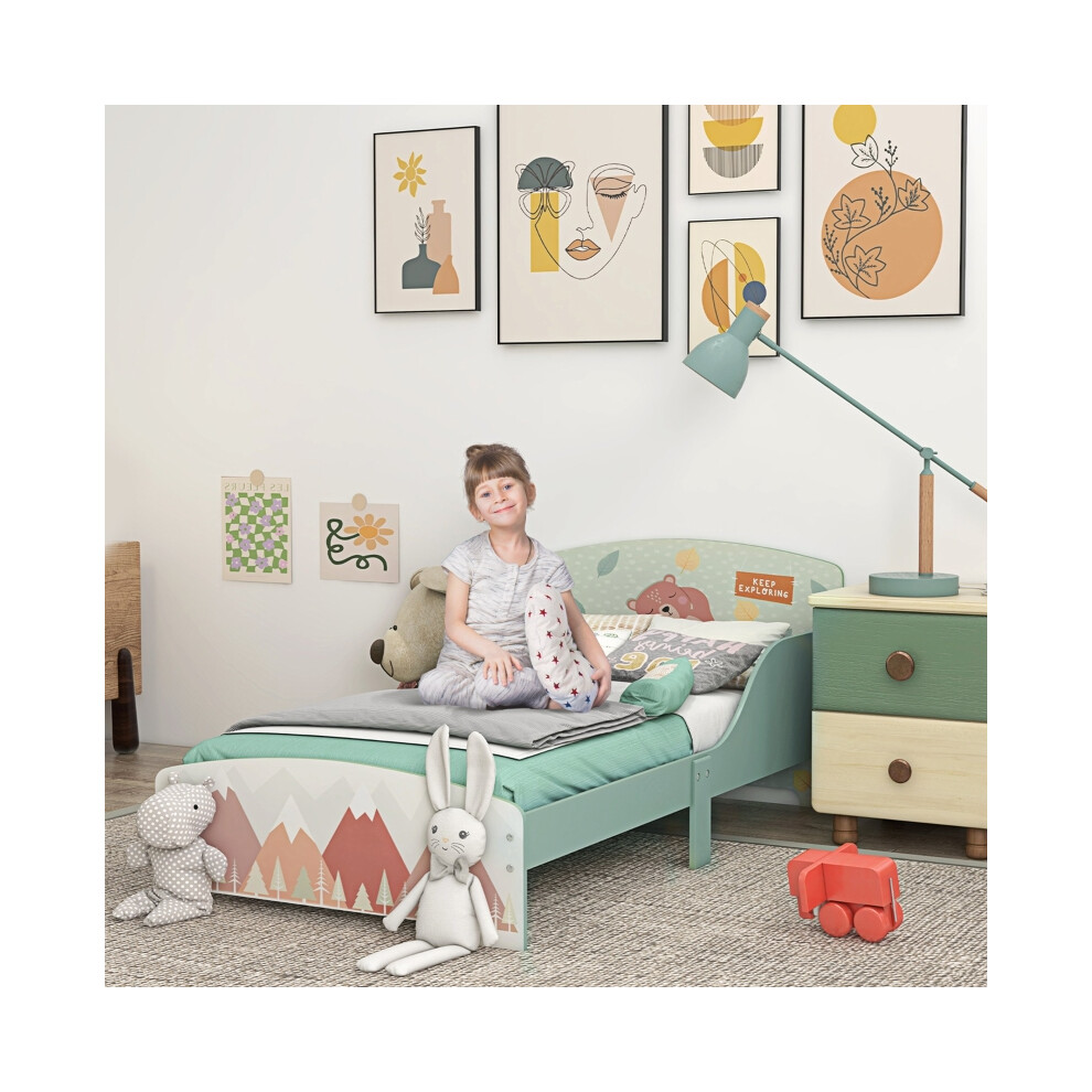 Kids Bed Frame for Ages 3-6 Green Toddler Bed with Sturdy Material Low Profile Design Perfect for Kids' Bedroom-image-OPC-PMYZ5ZH-NEW