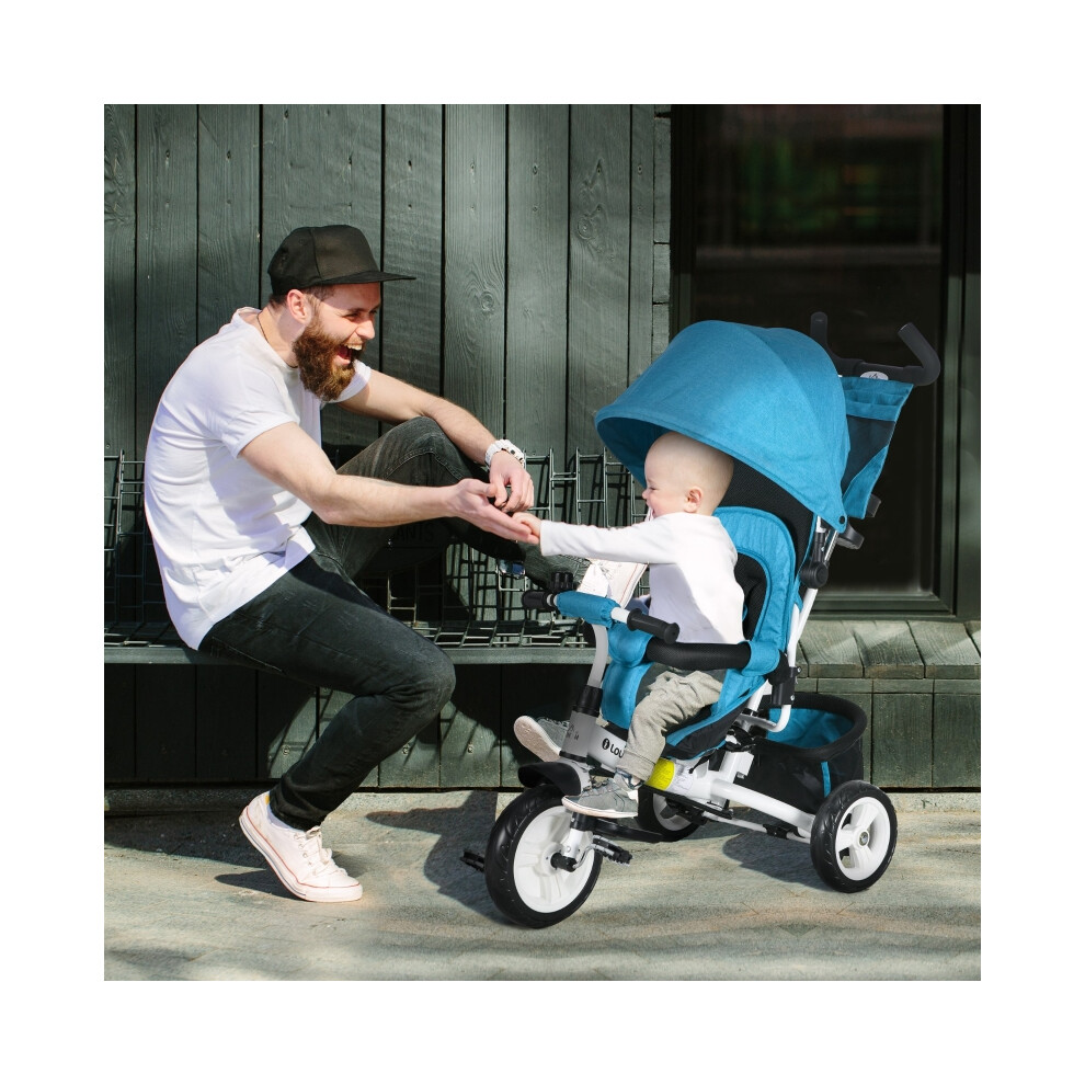 Multi-Functional Kids Tricycle 6 in 1 with Parent Handle Canopy Safety Belt Storage Footrest & Brake for Ages 1-5 Blue-image-OPC-PMYZ82M-NEW