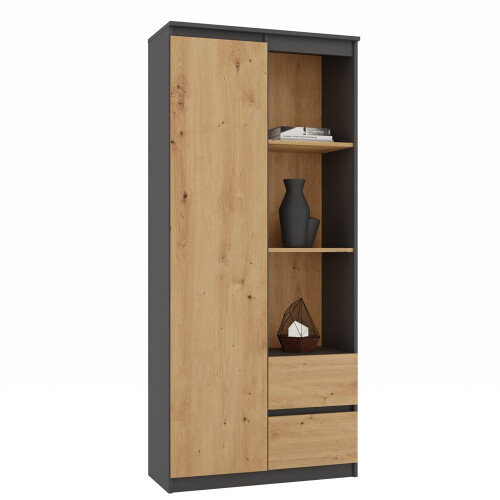 Topeshop RS-80 BILY ANTHRACITE/OAK ARTISAN office bookcase 1