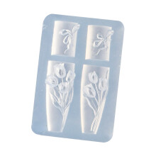 Moule à ongles en Silicone Transparent, motif de fleurs de