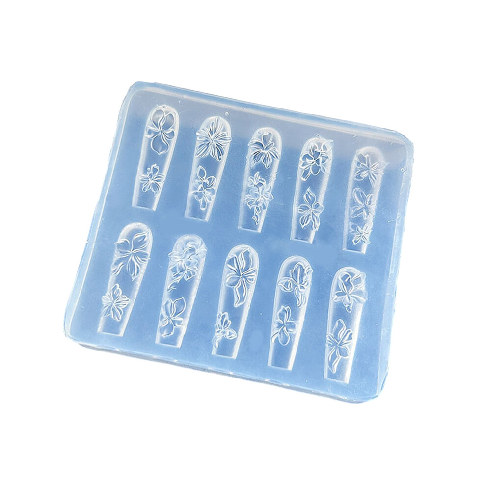 Detachable 3D Nail Art Silicone Mold With Emboss Flower Carving