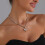Two Tone Dimensional Heart Necklace Stackable Modern Jewelry 6