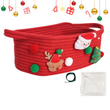 Cotton Rope Basket | Christmas Toy Basket with Handles,Toy Bin for Kitchen Playroom Closet Bedroom Bathroom Living Room Nursery Entryway Classroom Red