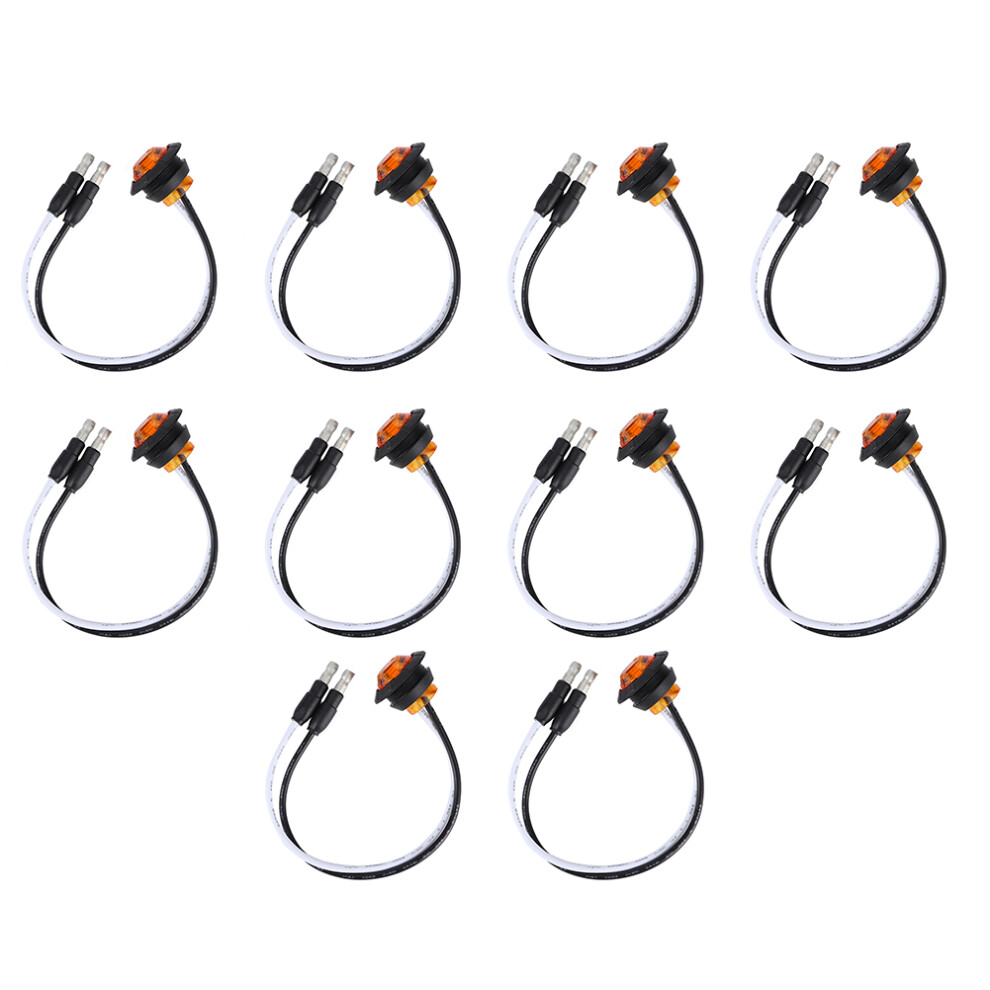 Car Truck Yacht 10Pcs 3/4In Led Side Marker Clearance Lamp 12V Light/Amber 3681361327240