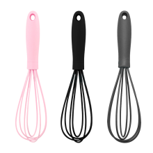 Mini batidor de diseño ergonómico, batidor de silicona resistente al calor para cocinar - Juego de 3 batidores coloridos, apto para utensilios de