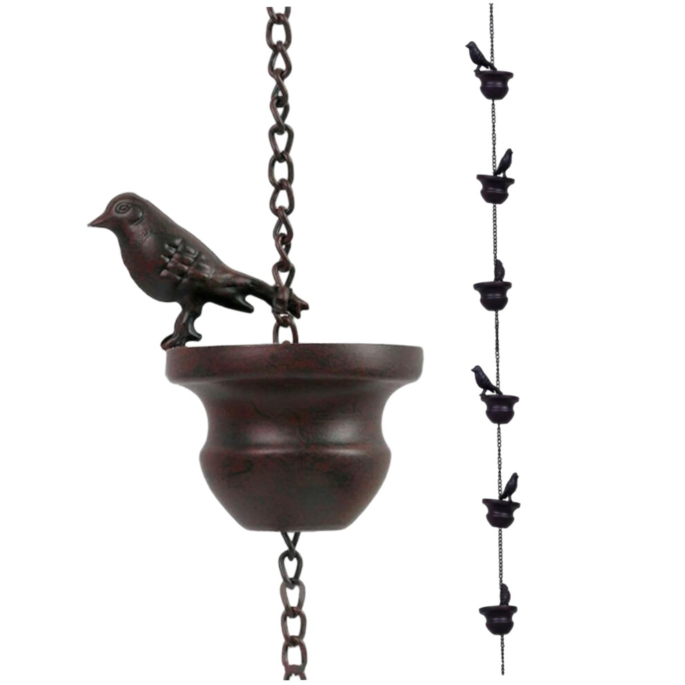 Rain Chains For Gutters 31.5" Birds & Cups Rain Catcher Hanging Decorative Metal Catcher Chain For Downspout, Divert Water Chain 9105992089284