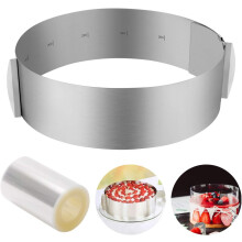 DIY-Backform-Set: Runder Kuchenring mit verstellbarem Design, Edelstahl-Kuchenform (Lebensmittelechtes PP), einziehbar, für Mousse-Kuchen geeignet