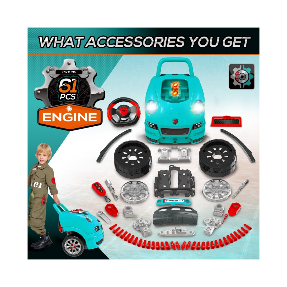 Engine Toy Set for Kids with Horn Light and Car Key - Sturdy Teal Construction Perfect for 3-5 Year Olds Interactive Fun-image-OPC-PMZ272M-NEW
