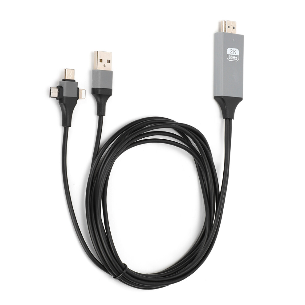 3-In-1 Hdmi Mobile Screen Projection Cable 2M For Ios/Android/Type-C 7901361337886