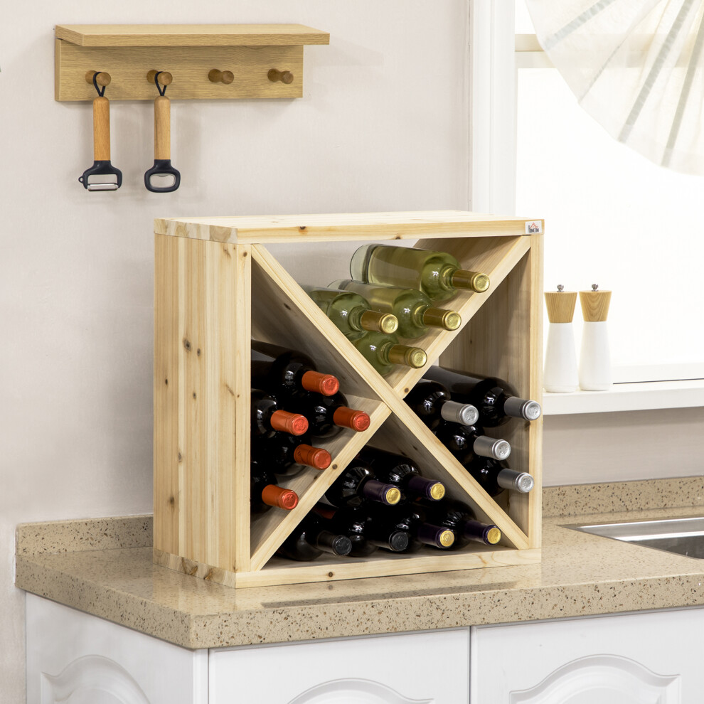 24-Bottle Wooden Wine Rack Square Tabletop Storage Stand Compact and Sturdy Ideal for Wine Enthusiasts Elegant Finish-image-OPC-PMZ27ST-NEW