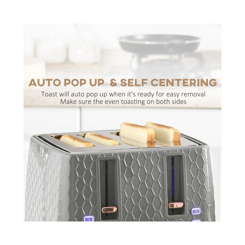 Electric Kettle & Toaster Set 1.7L 3000W Fast Boil with 7 Control Levels Crumb Tray Grey-image-OPC-PMZ29CK-NEW