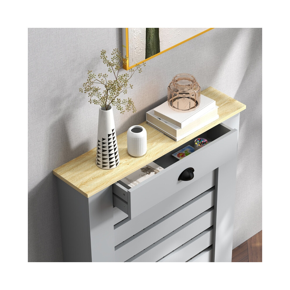 Radiator Cover with Drawer in Grey 95.5H x 78Wcm Durable MDF Material with Ventilation Stylish Space-Saving Storage Solution-image-OPC-PMZ29KC-NEW