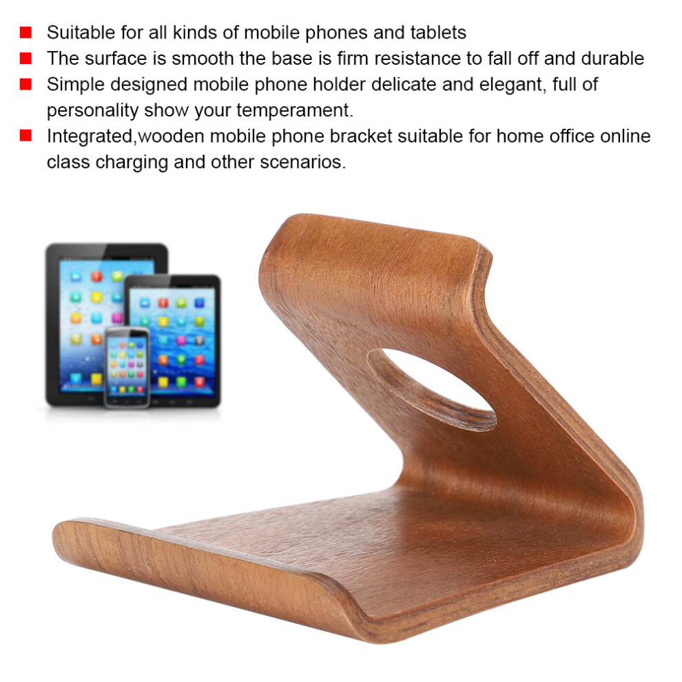 Wooden Mobile & Tablet Stand For Bedside & Desk Nutbrown Lightweight 8231361351681
