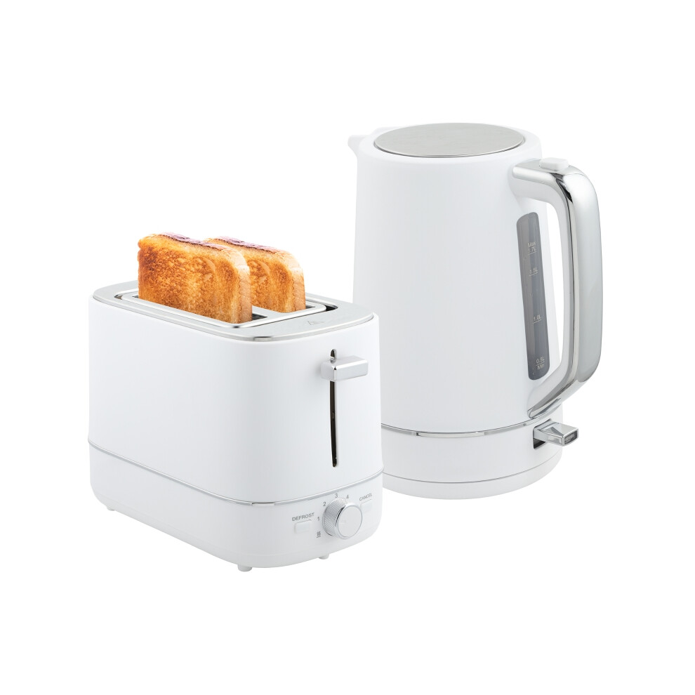 Kettle and Toaster Combo 1.7L 3000W Fast Boil 2-Slice Toaster with Adjustable Browning Defrost & Reheat White Home Kitchen Set-image-OPC-PMZ2CBV-NEW