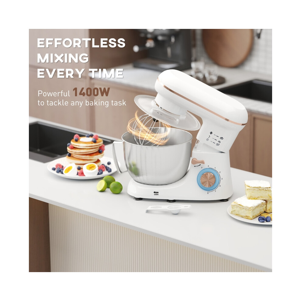 White 1300W Stand Mixer - Heavy Duty Kitchen Mixer with Adjustable Speeds and Included Accessories-image-OPC-PMZ2DNN-NEW