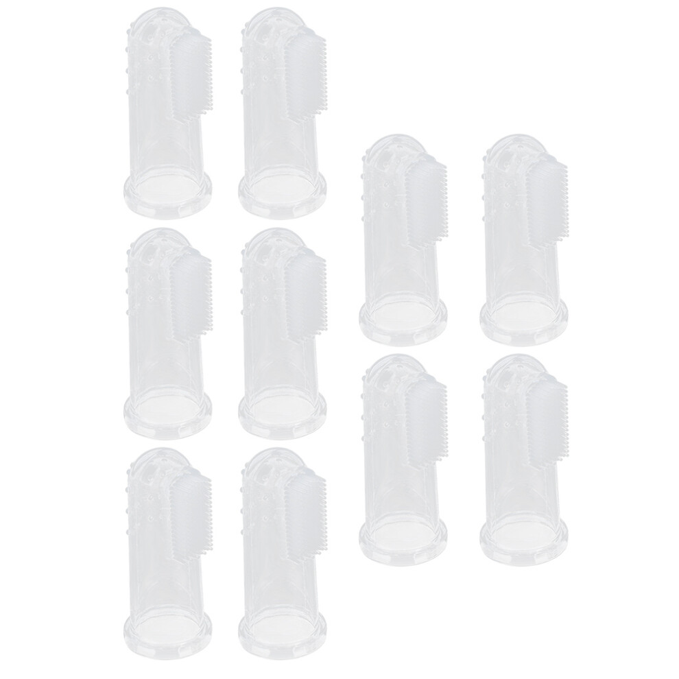 10Pcs Silicone Finger Toothbrush For Babies - Shell Safe & Soft Pink