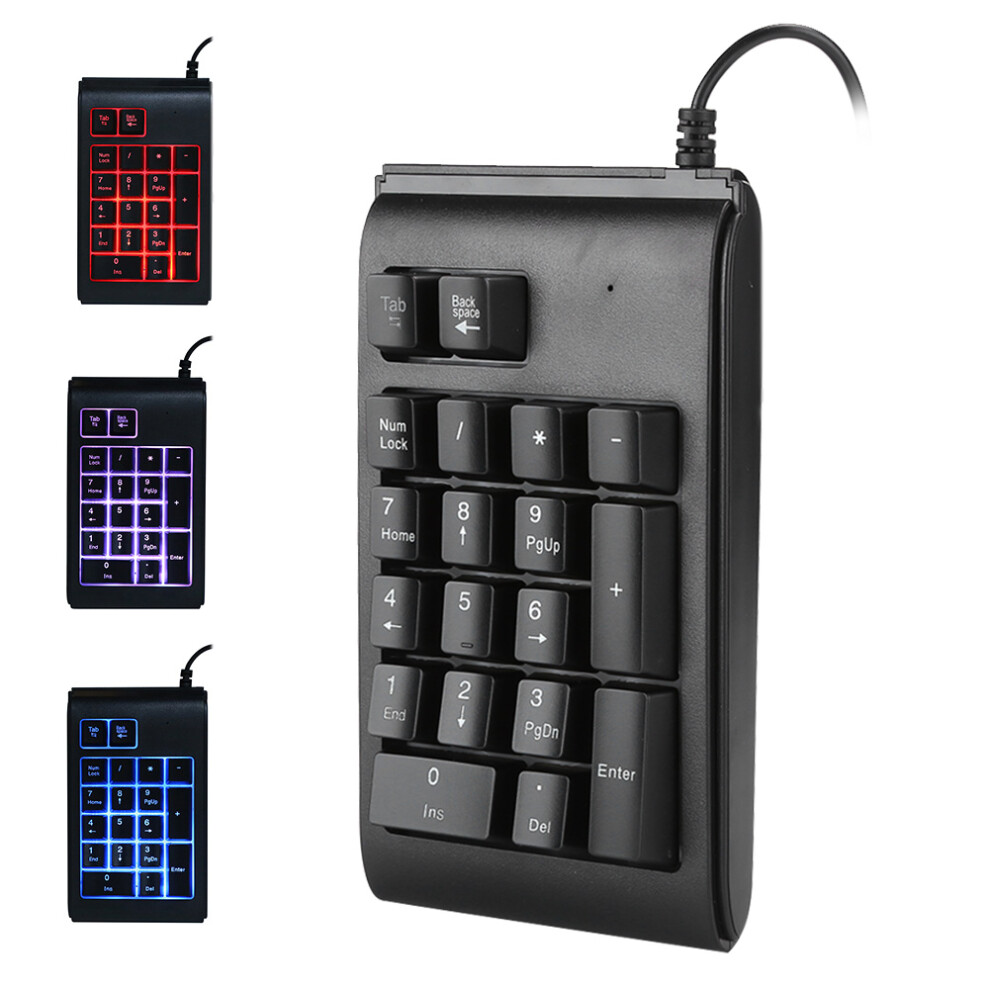 Backlit Usb Wired Numeric Keypad 19-Key Mechanical Feel Black 3351361360515