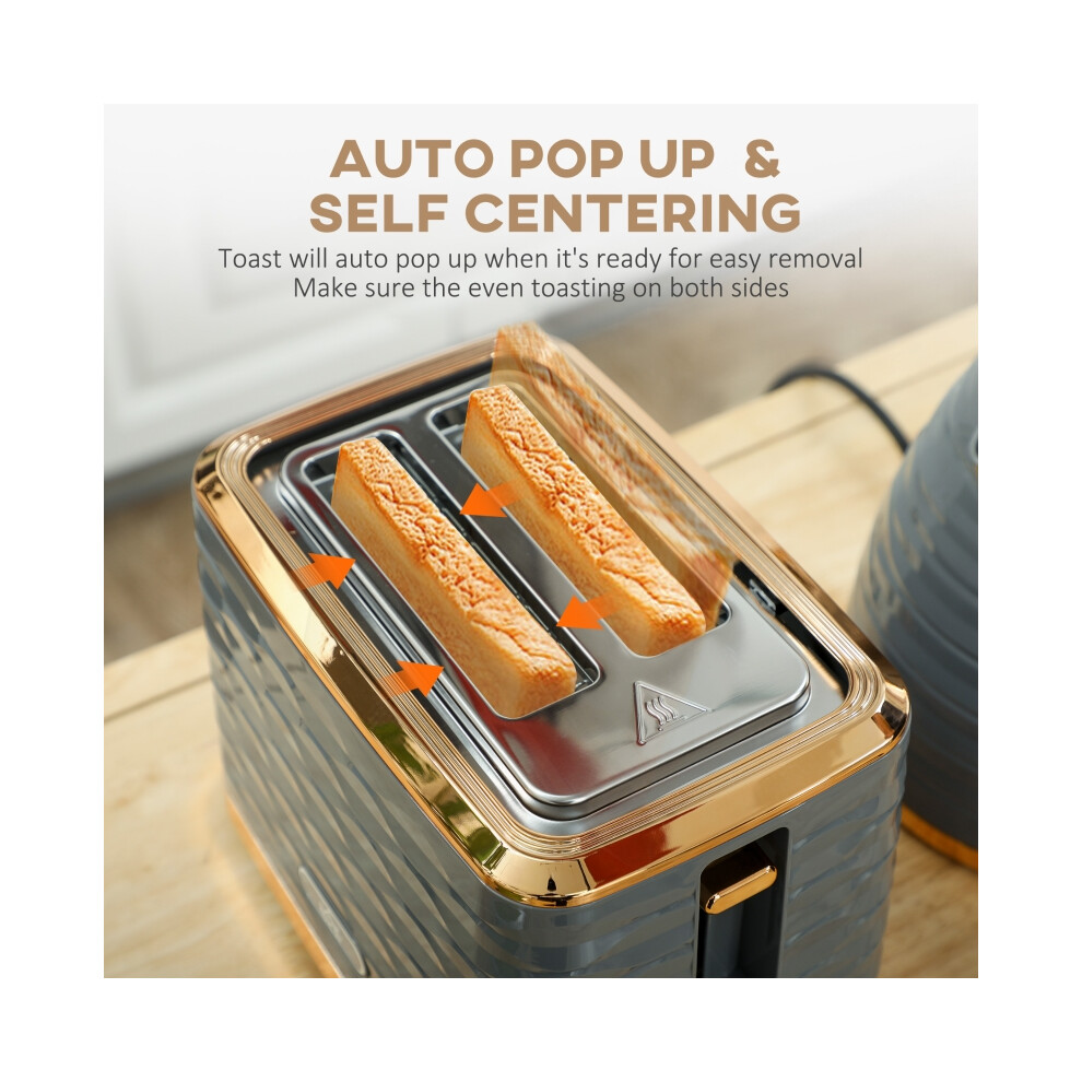 Grey 3000W 1.7L Electric Kettle & 2-Slice Toaster Set 7 Level Browning Removable Crumb Tray for Easy Cleaning-image-OPC-PMZ2GNF-NEW