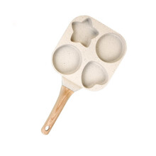 Nonstick Frying Pan for Eggs and Pancakes Omelette Maker Skillets Breakfast Cooker with Heat Proof Wood Handle Kid Friendly Breakfast Maker White