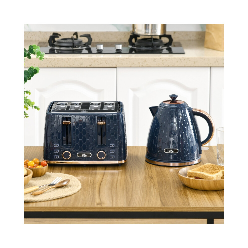 Fast Boil Kettle & 4 Slice Toaster Set 1.7L 3000W with Auto Shut Off 7 Browning Levels Crumb Tray Blue Finish-image-OPC-PMZ2HXV-NEW