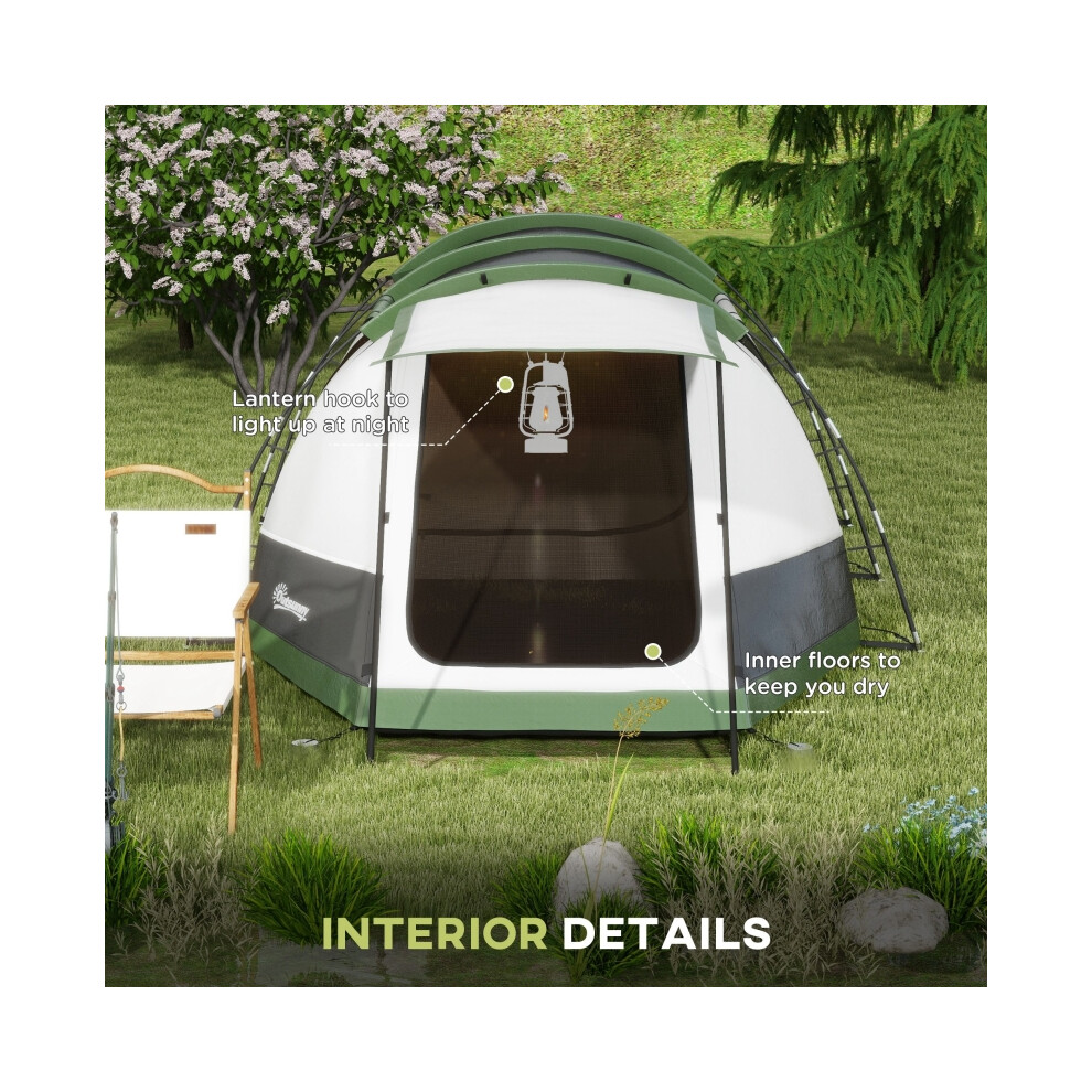 Green Three-Man Tent with Two Rooms and Porch â Lightweight Weather-Resistant Canvas Spacious Perfect for Outdoor Adventures-image-OPC-PMZ2KT6-NEW