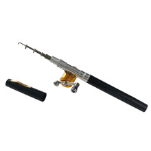 Mini tragbare teleskopische Angelrute & Rolle – Schwarz, 21 cm zusammengeklappt