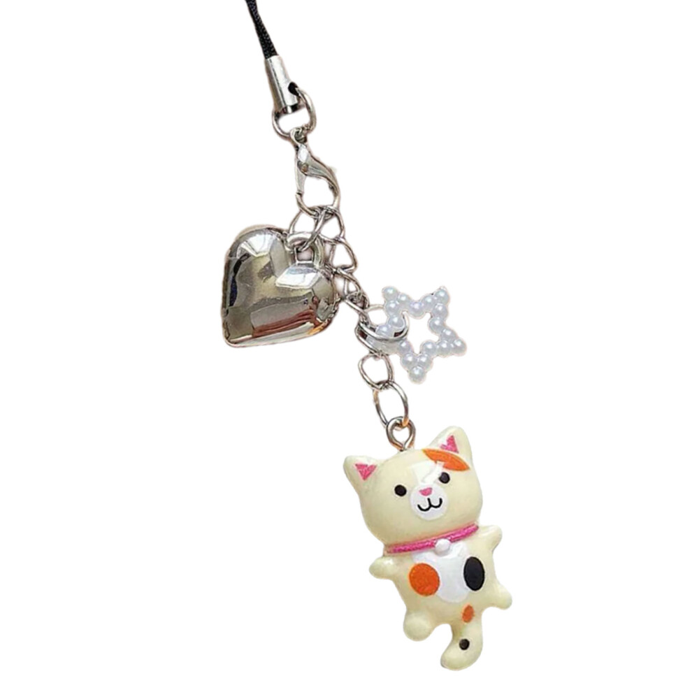 Multifunctional Beaded Cats Keychain Handmade Lovely- Beige 7704000140676