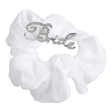 Rhinestones Letter Bride Hair Scrunchy Bridal Shower-White