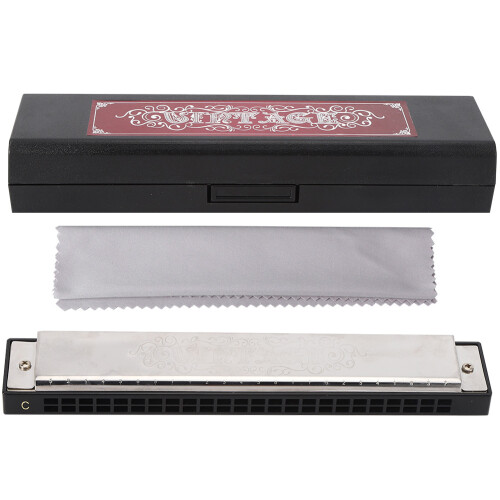 Premium C Key 24 Hole Stainless Steel Harmonica for Beginners & Learning 1